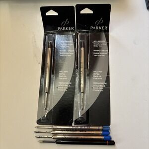 Set of 6‎ Parker Ballpoint Pen Refill Blue/ Black and Red Ink Medium 3032 m